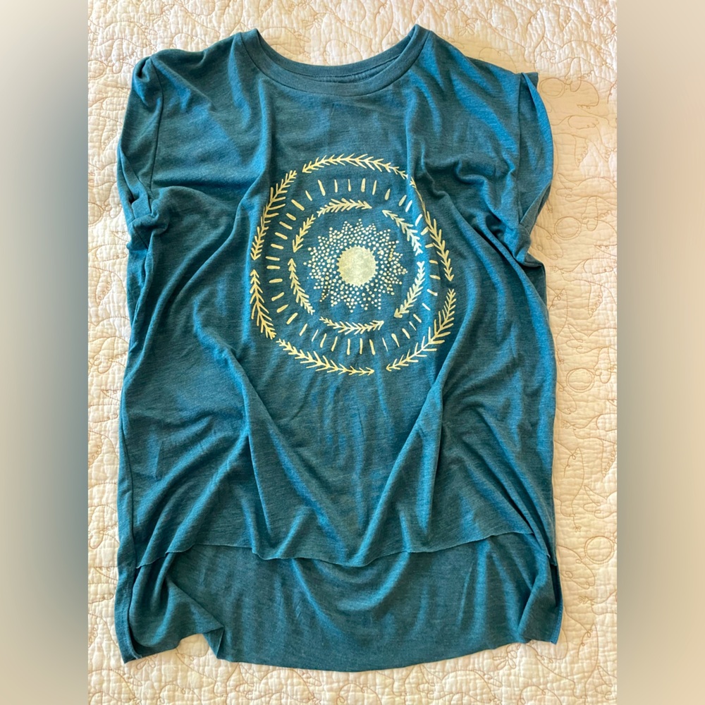 Brand New Teal Graphic T-Shirt with Boho Design